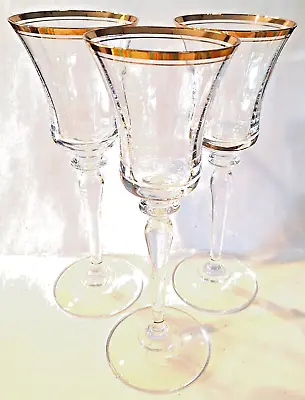 Vtg. 3 Mikasa Jamestown Champagne Wine Flutes Glasses Gold Trim • $22.99