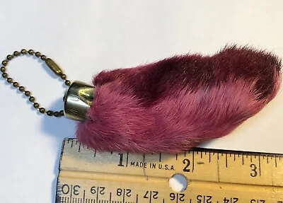 Vintage Lucky Charm Real Rabbits Foot Keychain Two-tone Redish Fuchsia 3  Long • $21.99