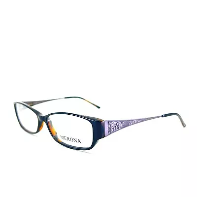 Merona Eyeglasses Frames M19-1 Black Brown Purple Rectangular Full Rim 52-13-130 • $29.98