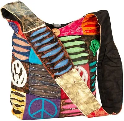 Multicolor Bohemian Peace Sign Sling Crossbody Monk Bag Wholesale Lot Of 40 Pcs • $300