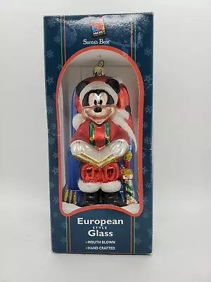 Vintage Disney Mickey Mouse  Santa Glass Ornament Christmas Tree Europeon Style • $9.99