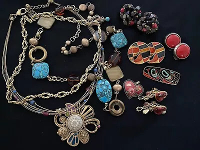 Vintage Mixed Jewelry Lot Cloisonné Art Guilloche Enamel Beads Native Look Pc • $18
