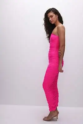 Good American GDK0215 Strapless Satin Ruched Tube Dress SZ 1 Fushia • $94.40