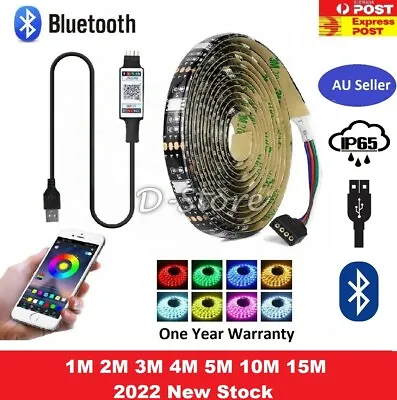 RGB LED Strip Lights IP65 Waterproof 5050 1M 5M 10M 15M LEDs 12V USB Bluetooth • $11.69