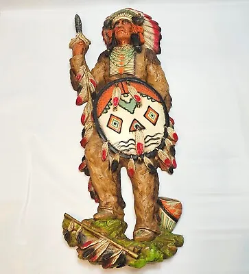 Vtg 1975 Universal Statuary Corpnative INDIAN CHIEF Wall Art 34  V.KENDRICK • $59.49