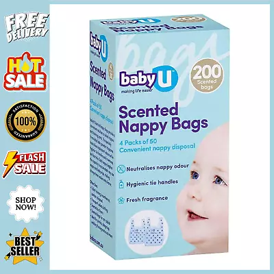 BabyU Scented Nappy Bags 4 X 50pk (200 Total) Convenient Disposable Baby U • $9.99