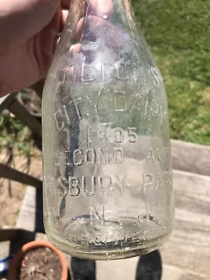 Tilton's City Dairy Second Avenue Milk Bottle Asbury Park New Jersey NJ Quart • $10