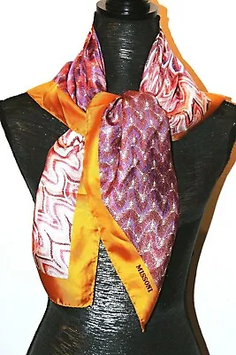 MISSONI AUTHENTIC 35  X 35  SILK TWILL ZIG-ZAG SCARF Made In ITALY  LARGE  • $139.99