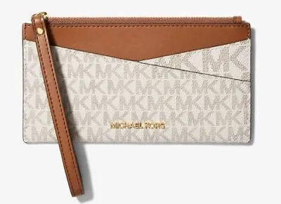 Michael Kors Jet Set Logo Slim Wristlet Wallet Vanilla W/Gold-Tone Hardware NWT • $61.99