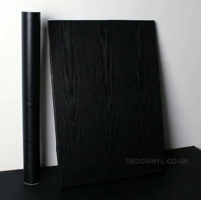 10m Black Premium Wood Fablon Wallpaper Vinyl Sticky Back Plastic Pvc Planks Uk • £14.99