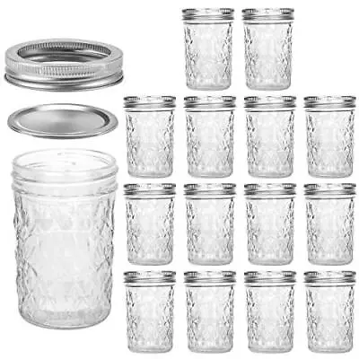 Mason Jars 8 OZ VERONES 8 OZ Canning Jars Jelly Jars With Regular Lids Ideal F • $32.17