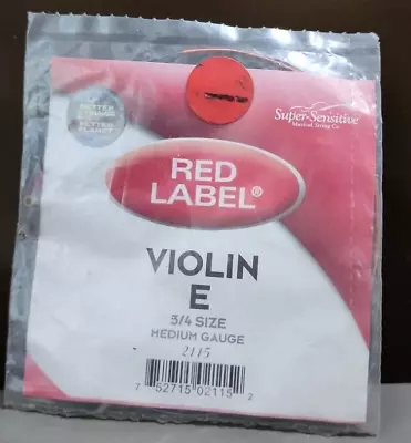 Red Label Super Sensitive Violin E 3/4 Size Med Gauge 2115 • $8.99