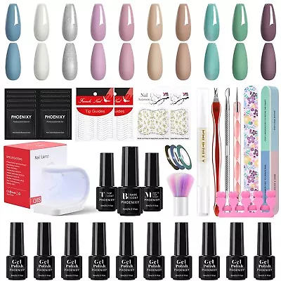 10Colour Gel Nail Polish Set With 36W Nail Lamp Nail Varnish Manicure Tools Kit • £13.99