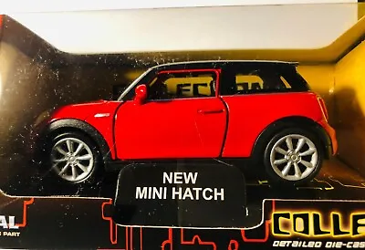 Welly Collection Die Cast Metal Red New Mini Cooper Hatch Model Toy 1:38 Scale • £12.99
