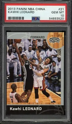 2013 Panini NBA Hoops China #21 Kawhi Leonard PSA 10 GEM MINT POP 3 Clippers MVP • $49.99