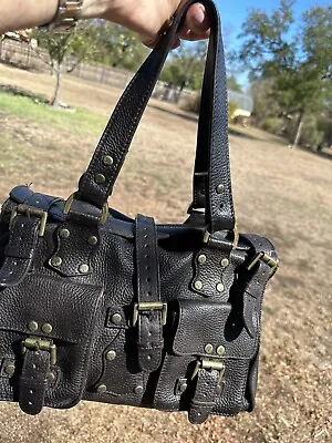 Mulberry Roxanne Vintage Black Leather Hand Bag Boho Style • $109.99