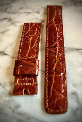 Genuine MOVADO 16mm Brown Crocodile Padded Watch Leather Band Strap • $29.99