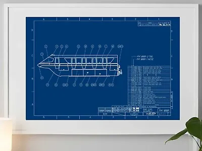 Walt Disney World Monorail Poster Blueprint Art • $24