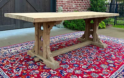 Vintage French Gothic Table Dining Table Desk Trestle Table Bleached Oak • $5750