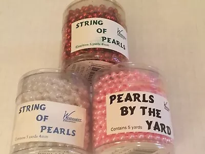 Vtg Lot Of 3! Westwater Pearls By The Yard For Crafts! 5 Yds Each/ 15 Yds Total • $4.99