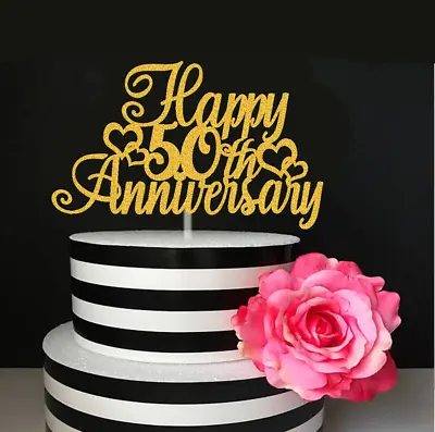 £2.85 • Buy Personalised Wedding Anniversary Cake Topper 10th 25th 30th 40th 50th 60th 75th
