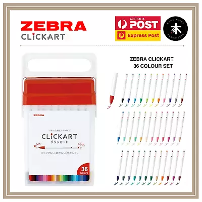 Zebra ClickArt (Click Art) Retractable Marker Pen 0.6mm - 36 Colour Set • $79.50