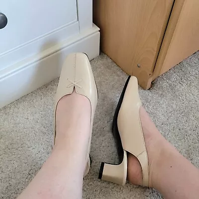£20 • Buy BNWOT Geneva By Equity Cream Leather Ivory Slingback Heels Wedding Shoes 4.5