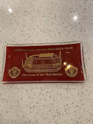 RARE MANCHESTER UNITED F.C. 1970's GLASS ASHTRAY Home Of The Red Devils  • £7