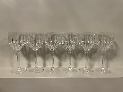 6 Marquis By Waterford Omega Crystal Water Wine Goblets 12 Oz Clear Cut Glass • $79.99