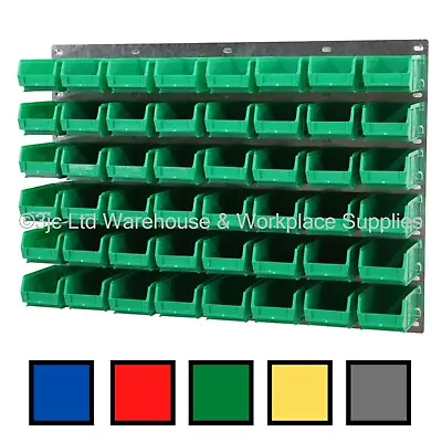 NEW UK Made Plastic Parts Storage Bins Boxes With Steel Wall Louvre Panel  SET 8 • £58.15