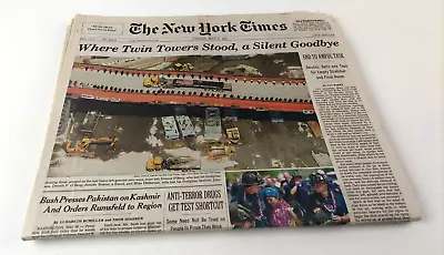 New York Times Where Twin Towers Stood A Silent Goodbye Friday 5/31/2002 9/11 • $34.95