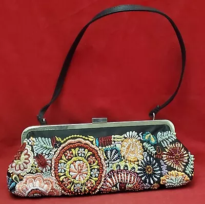 Vintage Beaded Embroidered Purse By Preston & York 11.5  With Mirror • $19.87