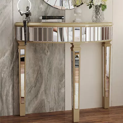 Luxury Mirrored Console Table Hall Living Room Table Half Moon Dressing Table • £169.93