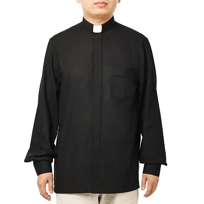 Men Clergy Shirt Preacher Minister Clerical Priest Shirt Long Sleeves Tab Collar • $32.99