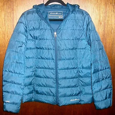 Eddie Bauer EB650 Packable Quilted Down Puffer Jacket Hip Length L Blue • $38.99