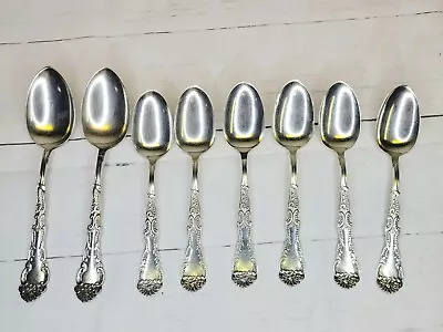 Vintage Set Of 8 C. Guild Silverware Monogramed W Spoons And Serving Spoons • $15