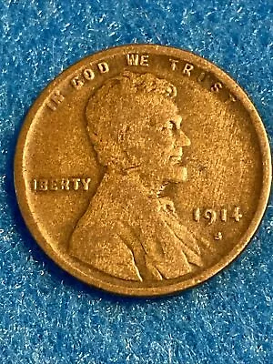 1914 S Lincoln Wheat Cent Wood Grain Missing “L” In Liberty Semi Key Better Date • $19.88