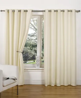 Canvas Natural Curtains 45  X 54  Eyelet Ring Top Linen Look Ecru Cream Luxury • £16.99