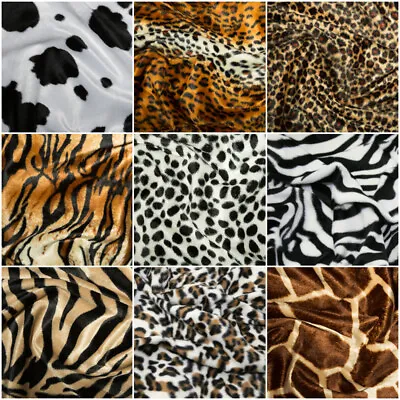 Velboa Faux Fur Fabric Animal Skin Velour Pony Skin 145cm Wide Zebra Leopard • £8.70