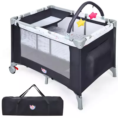 Pack And Play 3 In 1 Double Layer Portable Baby Playard With Bassinet Changing • $107.99