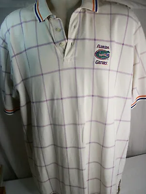 Vintage Florida Gators Golf Polo Shirt Divots White & Blue Men XL Checkered • $11.75