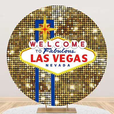 Round Circle Las Vegas Backdrop Cover Casino Poker Party Photo Background Banner • $43