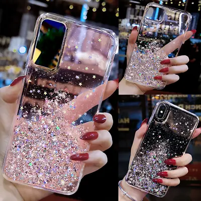 Case For Samsung A53 A14 A34 A54 5G Clear Glitter Shockproof Silicone Phone Case • £2.99