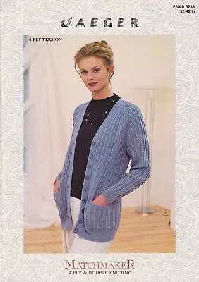 Original Vintage Jaeger Knitting Pattern D5238 - Lady's Raglan Cardigan • £2