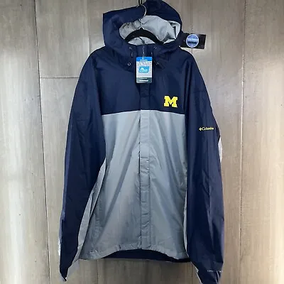 Columbia Men's Michigan Wolverines Glennaker Storm Full Zip Jacket Gray Blue XXL • $69.99