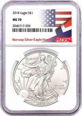2018 $1 Silver Eagle NGC MS70 Norway Silver Eagle Hoard • $99.95