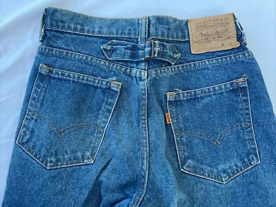 Vintage Levis Buckle Back Button Fly 26502 USA Blue Jeans 28 X 32 Orange Tab • $99.99