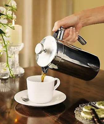 £21.95 • Buy Stainless Steel Cafetiere 1L Coffee Maker 8 Cup Insulated Filtered French Press