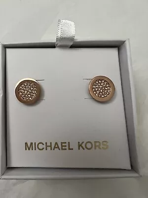 NWT Michael Kors Brilliance Rose Gold Tone Pave Stud Earrings MKJX2743791 • $49.99