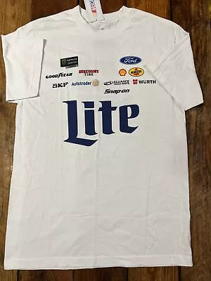 NASCAR Racing Tee Brad Keselowski #2 Miller Lite White Uniform Tee NOS Y2K 3XL • $19.99